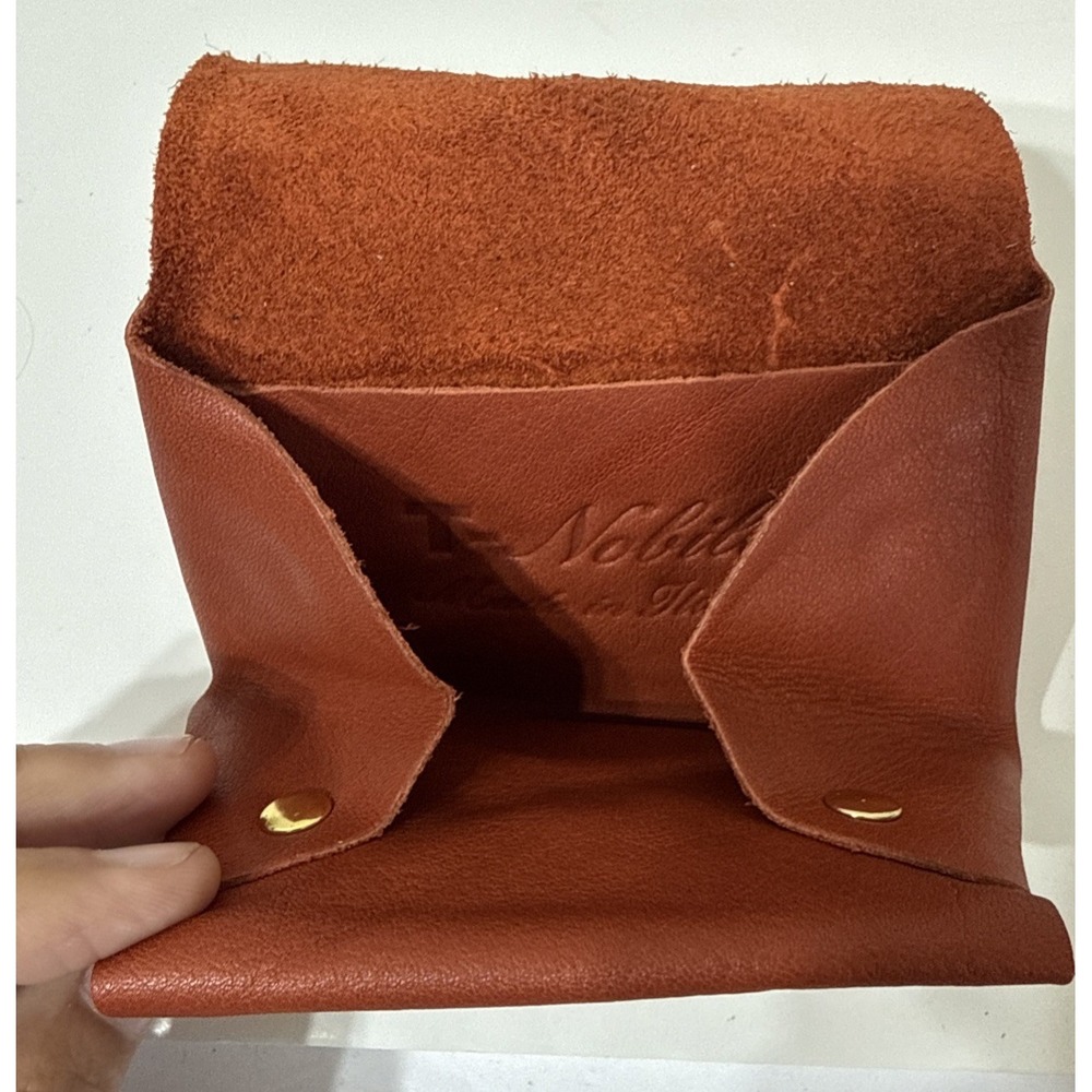 T Nobile Italy Made Burnt Orange Leather Coin ID Pouch Snap Close Quality Unisex - Picture 4 of 10